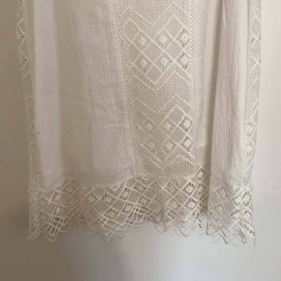 Mystree white lace vintage looking shoulder sleeve midi dress lightweight medium - Picture 3 of 6